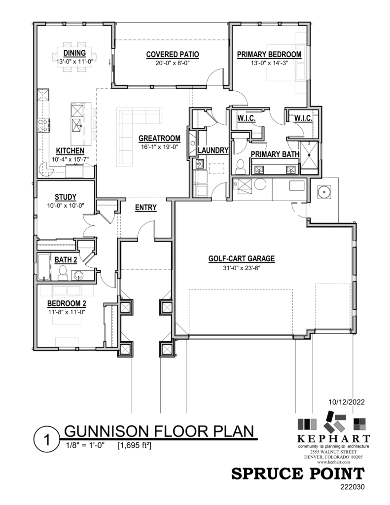 Gunnison Floor Plan, Spruce Point Patio Home